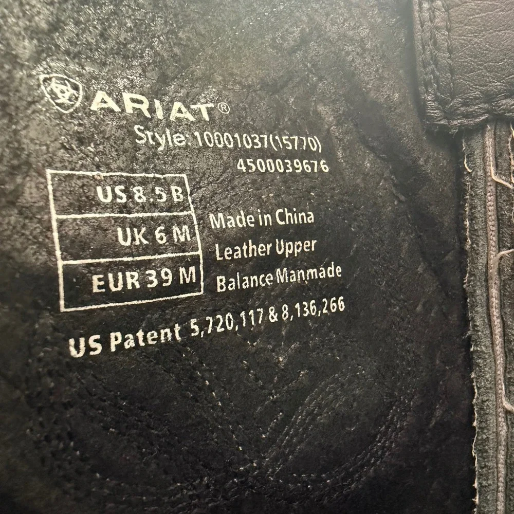 Ariat Heritage Western R-Toe Black Leather Boots 10001037 Womens 8.5 B